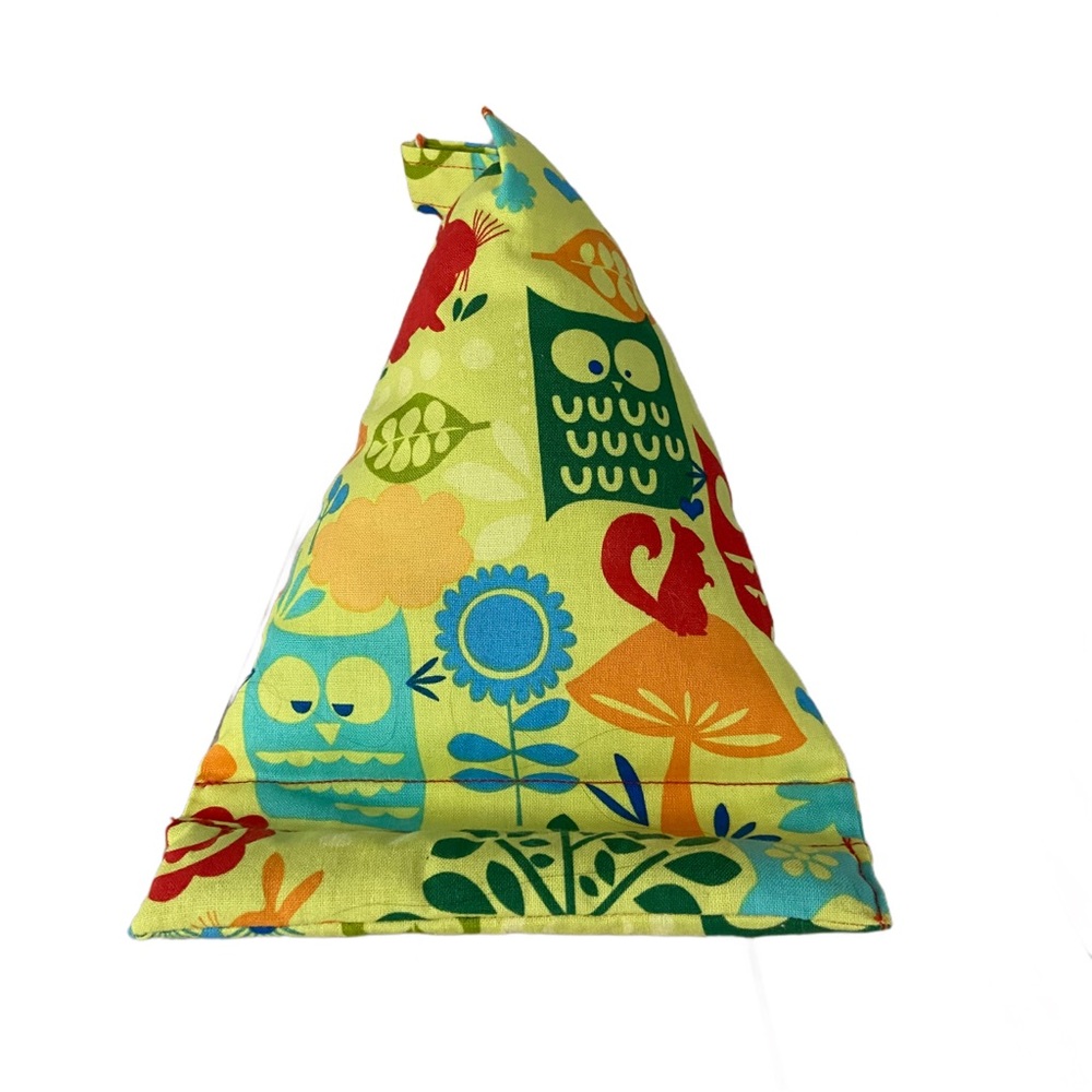 Cell Phone Pillow Stand Whimsical Owl Mushroom Fabric Handmade Holder